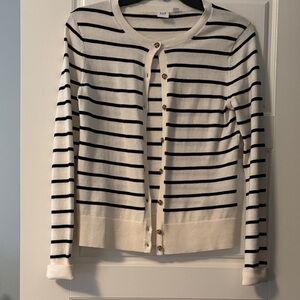 GAP Cream and Black Striped Button-Front Cardigan